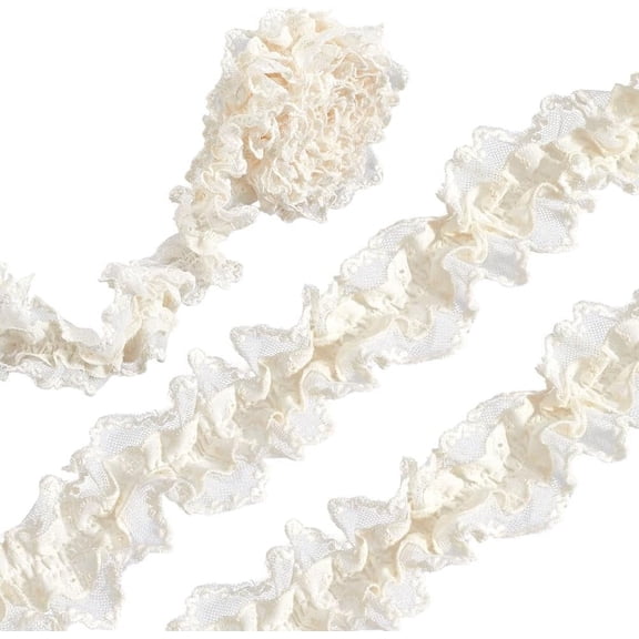 Cotton Pleated Elastic Lace Ribbon Wave Edge Lace Trim Clothes Accessories Moccasin 2 inch(50mm)