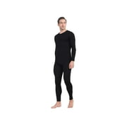 MAGG SHOP Cotton Plus Men's Thermal Base Layer Long Johns Cotton Blend Top And Bottom Set (Black, L)
