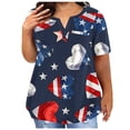 thumbnail image 1 of Cotton Plus Size T Shirt for Women Graphic Loose V Neck Top July 4th Print Short Sleeve L-5X Casual Large Tee (4X-Large, July 4th #7), 1 of 5