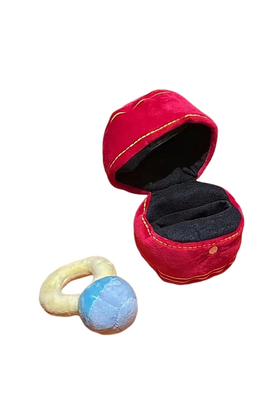 Cotton Plush Large Diamond Ring In Velvet Gift Box Winter Confession Proposal Prop Stuffed Soft Ring Box With Doll Heavenly Match Theme