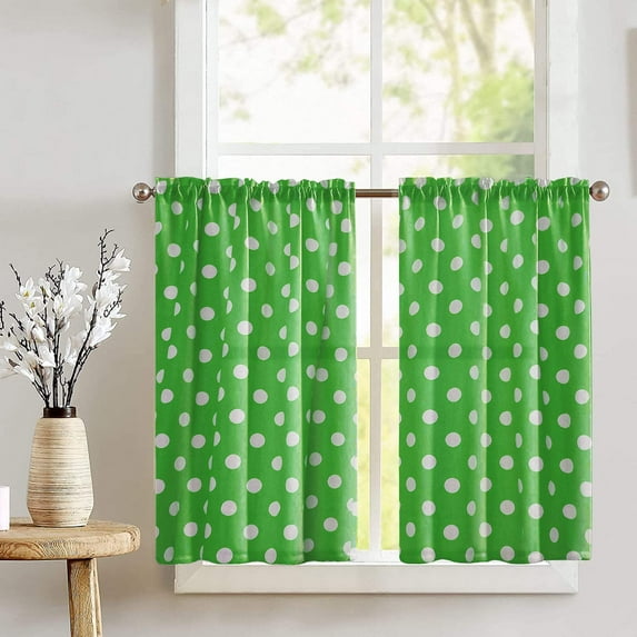Cotton Polka Dots Print Café Tier Curtains Window Treatment Kitchen Home Décor