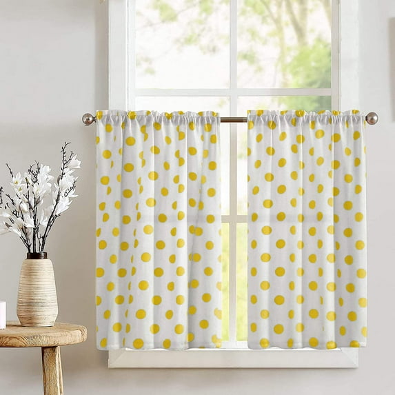 Cotton Polka Dots Print Café Tier Curtains Window Treatment Kitchen Home Décor