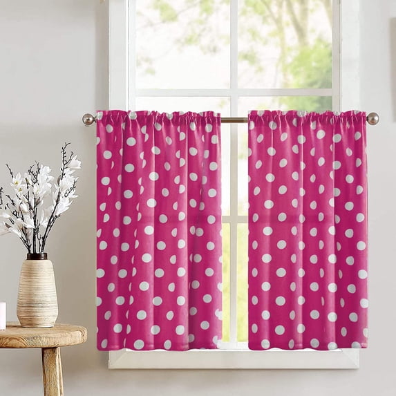 Cotton Polka Dots Print Café Tier Curtains Window Treatment Kitchen Home Décor