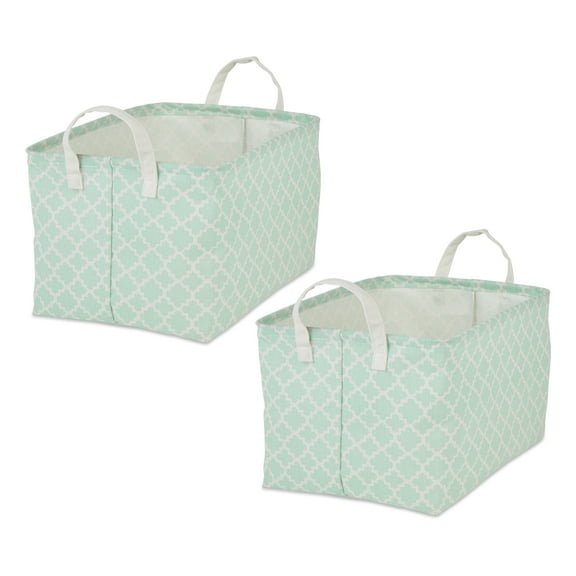 DII Laundry Storage, PE Coated Bin with Handles, Aqua Lattice, Ex-Large, 12.5x17.5x10.5"