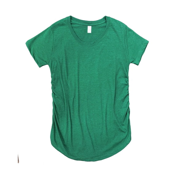 Cotton-Poly Short Sleeve Maternity Tee-Heather Green-L