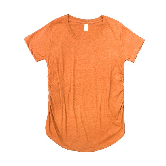 Cotton-Poly Short Sleeve Maternity Tee-Heather Orange-M