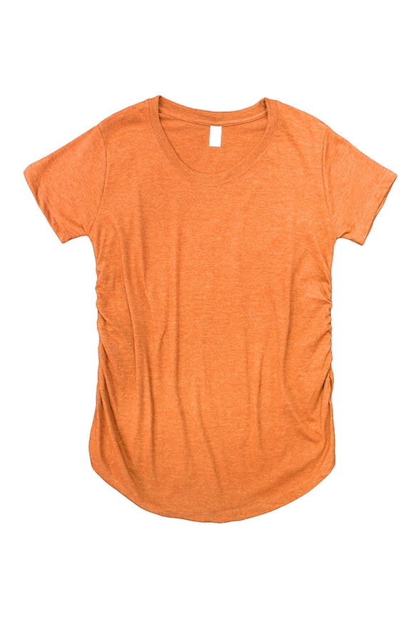 Cotton-Poly Short Sleeve Maternity Tee-Heather Orange-XL