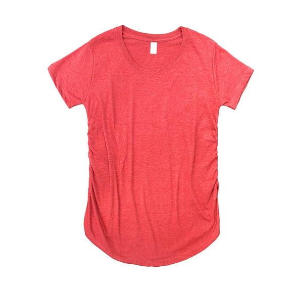 Cotton-Poly Short Sleeve Maternity Tee-Heather Red-L