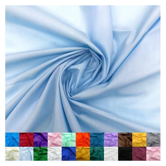 Cotton Polyester Broadcloth Fabric by The Yard - 60" Wide Soft & Breathable Broadcloth Fabric for Sewing - Perfect for Apparel, Bedding, Curtains and More - Light Blue - 25 Yards