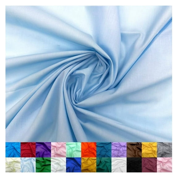 Cotton Polyester Broadcloth Fabric by The Yard - 60" Wide Soft & Breathable Broadcloth Fabric for Sewing - Perfect for Apparel, Bedding, Curtains and More - Light Blue - 7 Yards