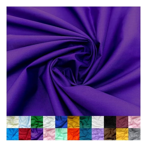 Cotton Polyester Broadcloth Fabric by The Yard - 60" Wide Soft & Breathable Broadcloth Fabric for Sewing - Perfect for Apparel, Bedding, Curtains and More - Purple - 7 Yards