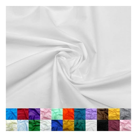 Cotton Polyester Broadcloth Fabric by The Yard - 60" Wide Soft & Breathable Broadcloth Fabric for Sewing - Perfect for Apparel, Bedding, Curtains and More - White - 10 Yards