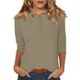 thumbnail image 1 of Cotton-Polyester Maternity Rompers for Hot Weather, Blusas De Mujer Moda En Oferta 3/4 Length Sleeve Womens Tops T-Shirts Women Camisas Para Spring Beach Fashion Outfits 2025 Beige Xxl, 1 of 5