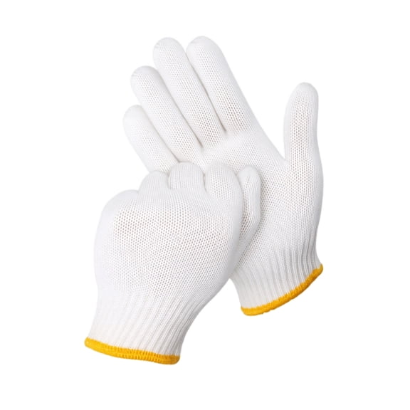 Cotton Polyester String Knit Shell Safety Protection Work Gloves for Painter Mechanic Industrial Warehouse Gardening Construction Men & Women 1 Pair, no Dots