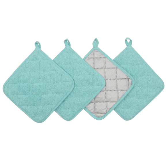 Cotton Pot Holders Cotton Made Machine Washable Heat Resistant Everyday Kitchen Basic Terry Pot Holder, Hot Pads, Trivet for Cooking and Baking Set of 4 (Sky Blue)