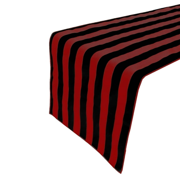 Cotton Print Table Runner 1 Inch Wide Stripes Red and Black