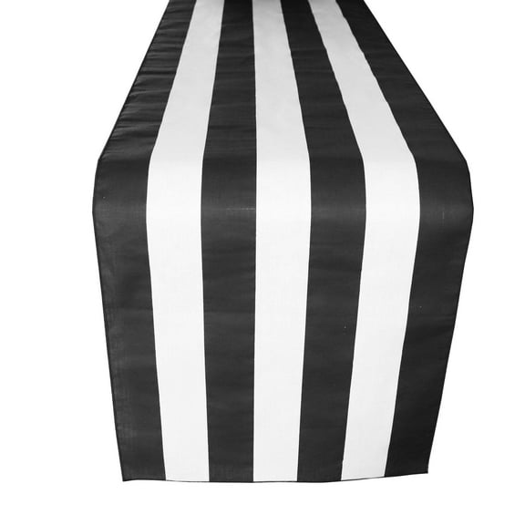 Cotton Print Table Runner 2 Inch Wide Stripes Black and White
