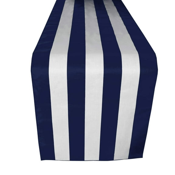 Cotton Print Table Runner 2 Inch Wide Stripes Navy