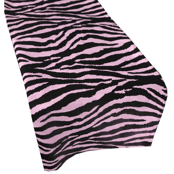 Cotton Print Table Runner Animal Zebra Stripes Pink
