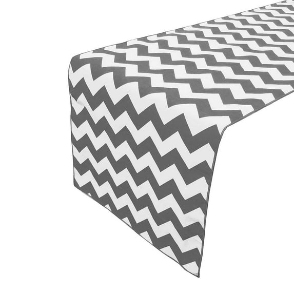 Cotton Print Table Runner Chevron Grey