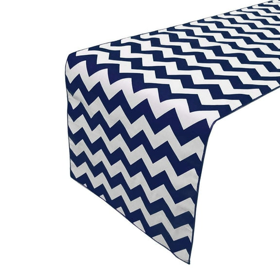 Cotton Print Table Runner Chevron Navy