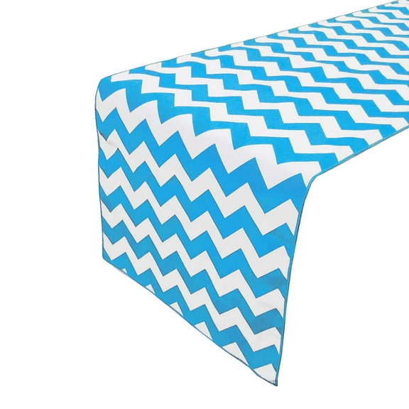 Cotton Print Table Runner Chevron Turquoise