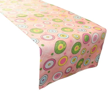 Cotton Print Table Runner Circles Pink