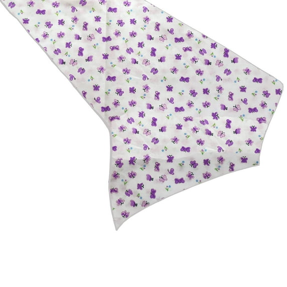 Cotton Print Table Runner Floral Butterfly Purple