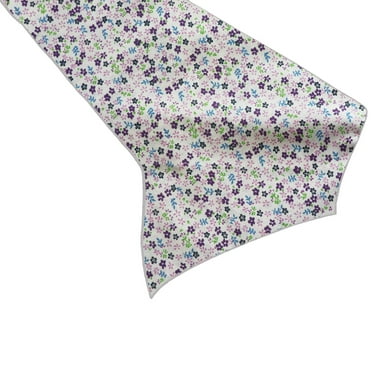 Cotton Print Table Runner Floral Small Flowers Allover Purple on White
