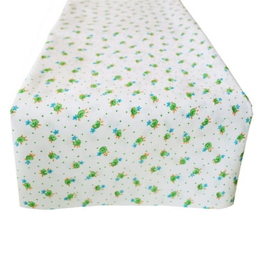 Cotton Print Table Runner Floral Tiny Flower Dots Green