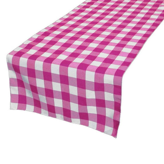 Cotton Print Table Runner Gingham Checkered Fuchsia