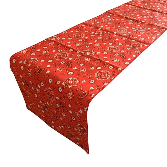 Cotton Print Table Runner Paisley Bandanna Red