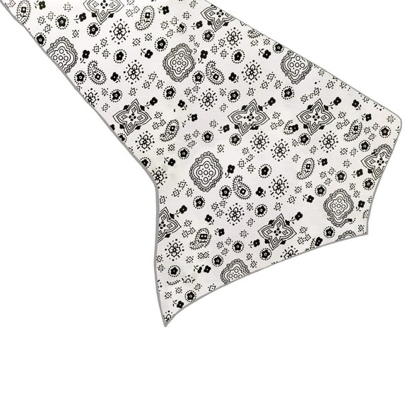 Cotton Print Table Runner Paisley Bandanna White