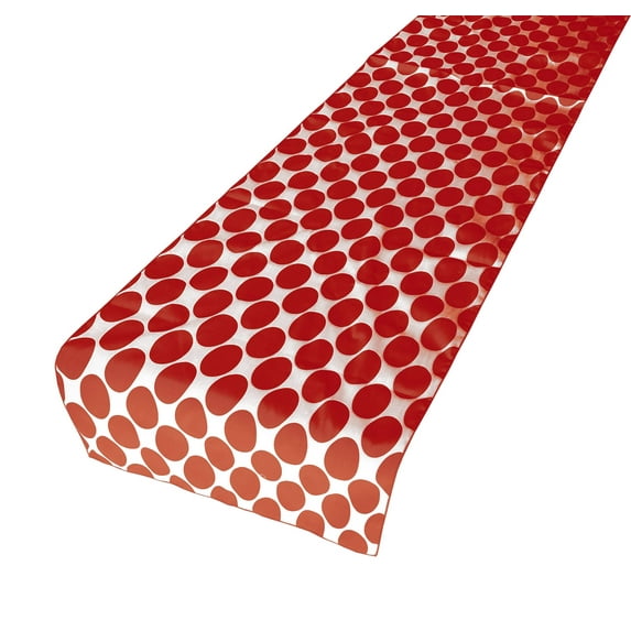 Cotton Print Table Runner Polka Dots Large Circles Dots Red on White