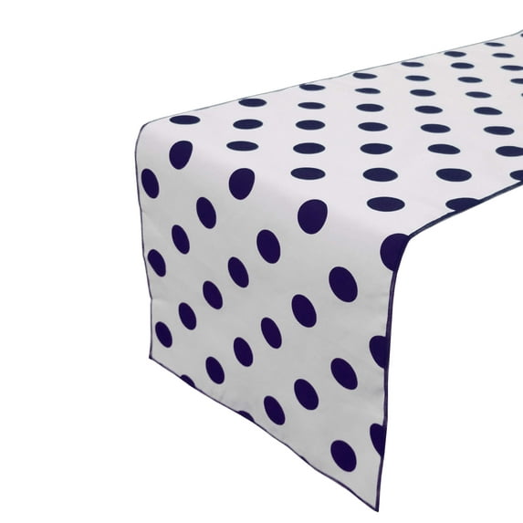 Cotton Print Table Runner Polka Dots Navy on White
