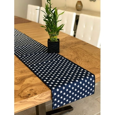Cotton Print Table Runner Stars Navy