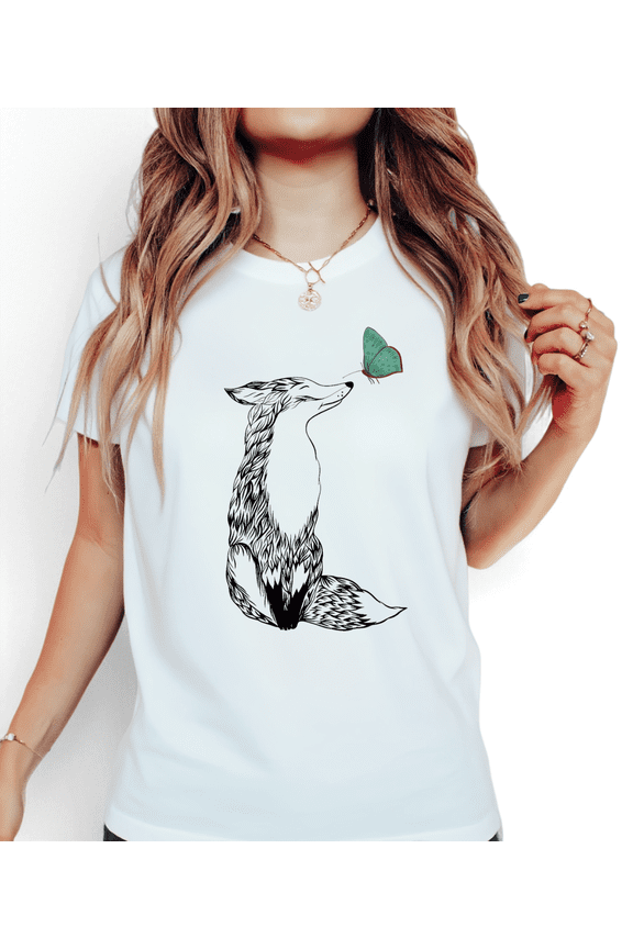 Cotton Print Tshirt White S-5XL Women's Graphic Tees Shirts Natural Interactive Fox Daily Commute Artistic Casual Wear Tops