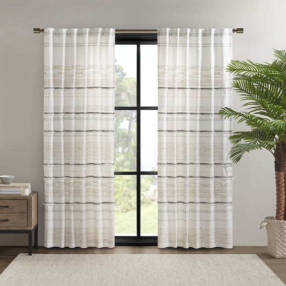 Cotton Printed Curtain Panel With Tassel Trim and Lining (Only 1 Pc Panel)