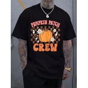 Cotton Pumpkin Patch Crew Funny Pumpkin Patch Squad Thanksgiving T-Shirt Mens Graphic Tee,Casual Short Sleeve Shirt