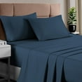 thumbnail image 1 of Pizuna 400 Thread Count QueenBed Sheet Set - 100% Long Staple Cotton, Soft Sateen, Deep Pocket Fits up to 15” - Navy Blue, 1 of 7