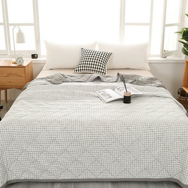 Cotton Quilt Lightweight Summer Comforter Quilts Queen Size 200x150cm Soft Breathable Bedspread Coverlet Washable Quilted Throw Blanket for Bed Sofa