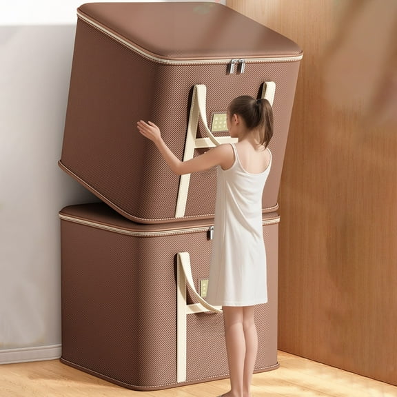 Large Storage Bags, Closet Organizers and Clothes Storage Bins with Lids, Foldable Storage Containers with Reinforced Handles, Double Zipper For Space Saving Travel