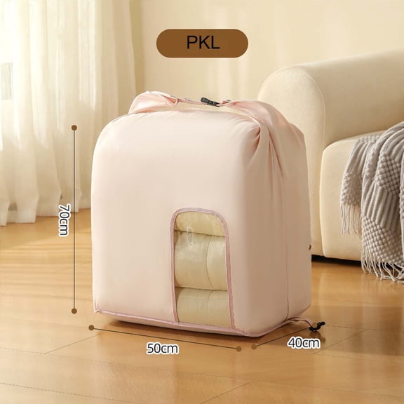 Cotton Quilt Storage Bag Visible Makeup, Down Comforter Large Capacity Bedding Organizer, Breathable Storage Sack for Blankets