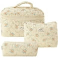 thumbnail image 1 of Cotton Quilted Makeup Bag Jolly House Floral Coquette Makeup Bag Aesthetic Cute Cosmetic Bag Large Travel Toiletry Bag, 1 of 7