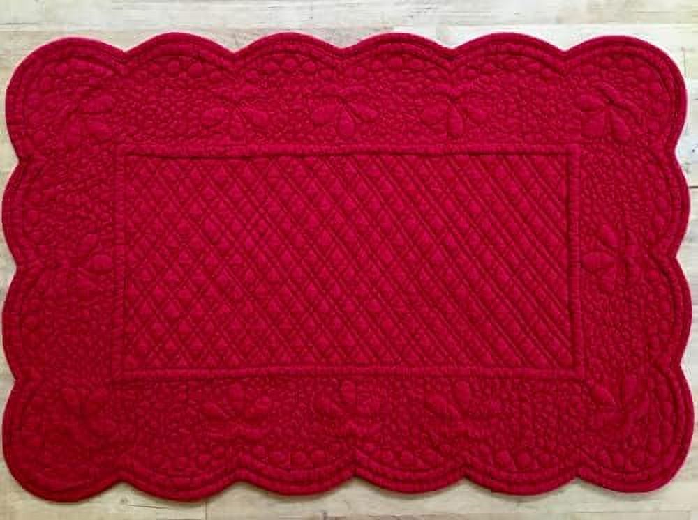 Cotton Quilted Rectangle Placemat in Red Single Placemat