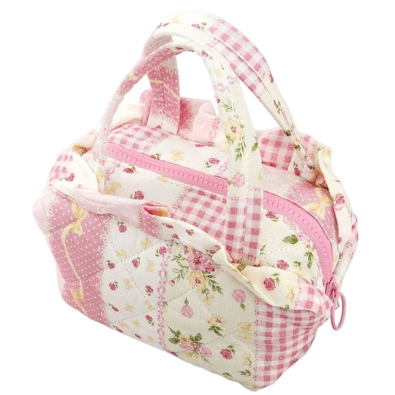 Cotton Quilted Toiletry Bag Drawstring Toiletry Organizer Large Cosmetic Pouch for Women Work Office Travel (Style A)