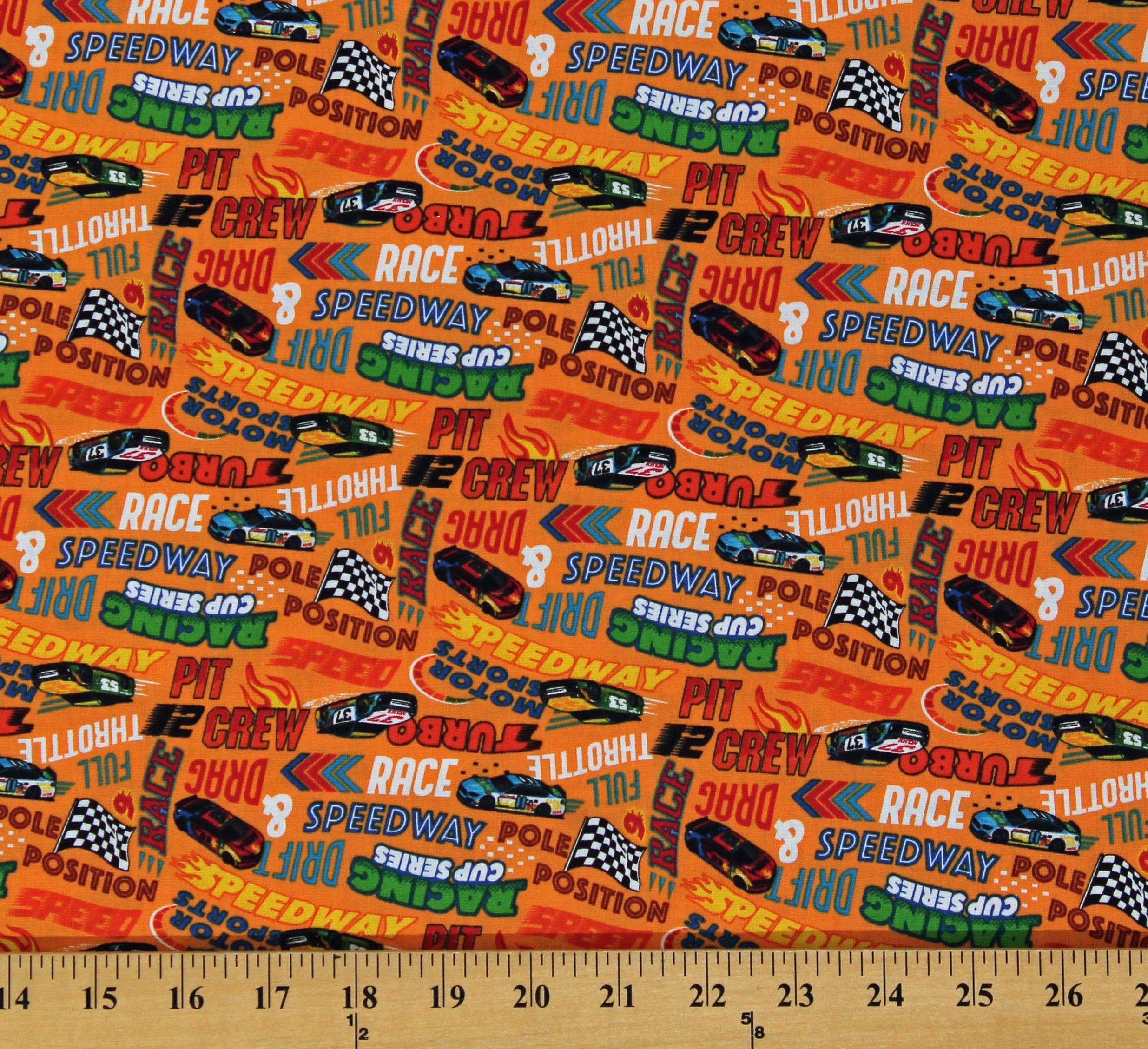Cotton Racecars Race Car Driving Racing Turbo Speed Racing Words Orange ...