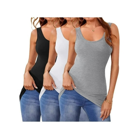 Cotton Racerback Long Tunic Tank Tops for Women Workout Athletic Compression Tanks Layering Under Running Yoga