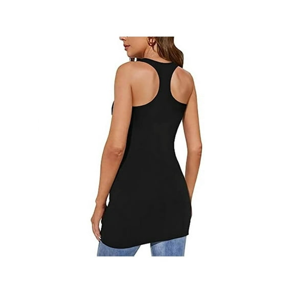 Cotton Racerback Long Tunic Tank Tops for Women Workout Athletic Compression Tanks Layering Under Running Yoga