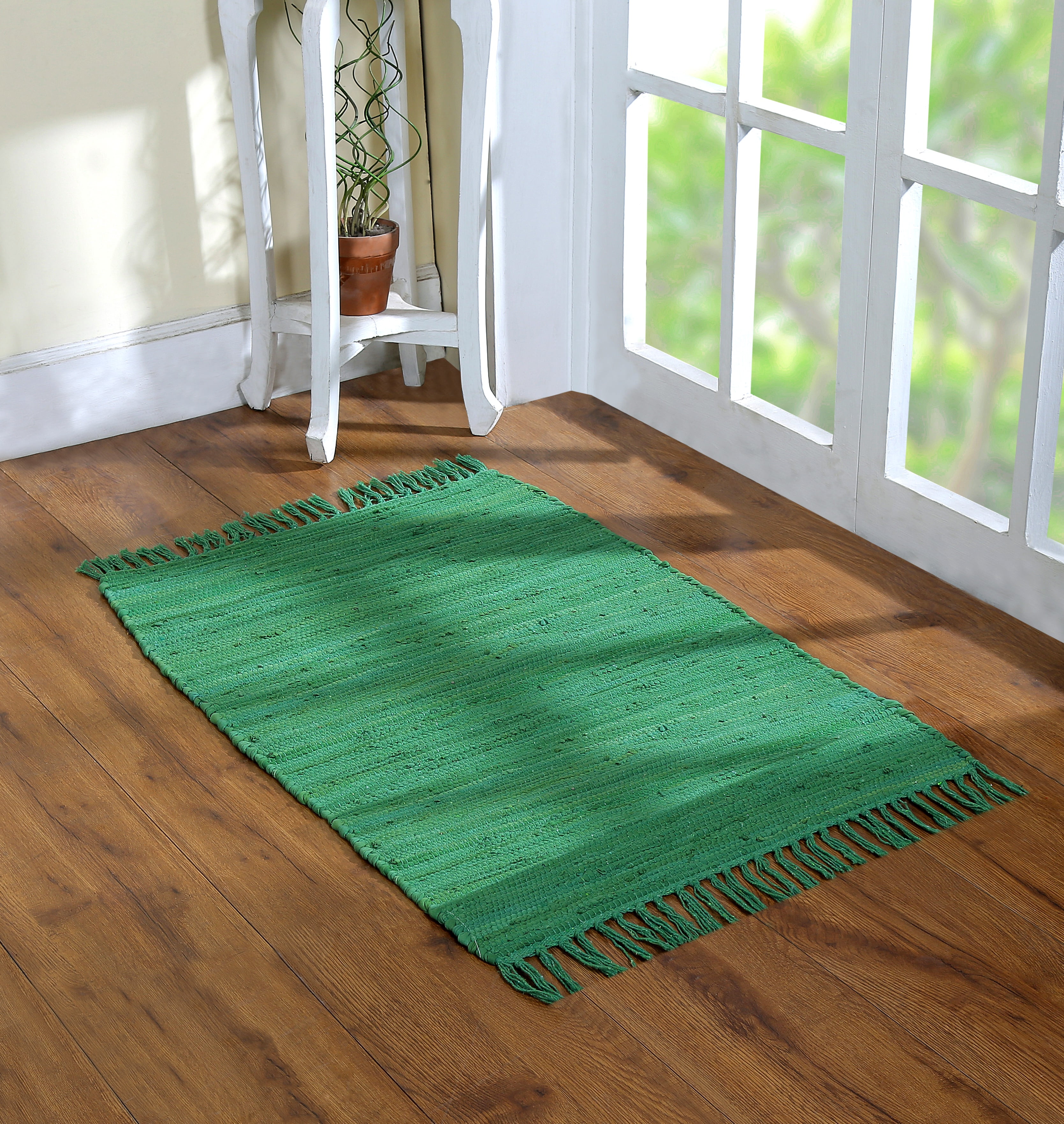 Cotton Rag Rug 24x36'' | 2x3' Multicolor Area Rugs- Hand Woven Washable & Reversible for Living Room Kitchen Entryway Throw Rug with Tassel